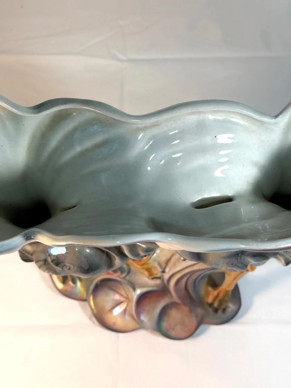 Vintage Large Iridescent Flamingoes Lustreware Double Vase 12.5